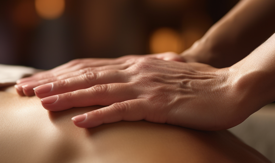 Special LindySpa Massage and Skincare image portraying two hands giving a massage on a smooth back
