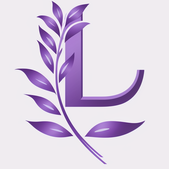 LindySpa Massage and Skincare logo featuring a purple 'L' intertwined with a branch adorned with leaves